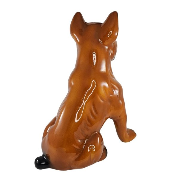 Vintage Boxer Dog Piggy Bank Ceramic Large 13" Bulldog Figurine Brown Black - Picture 6 of 12